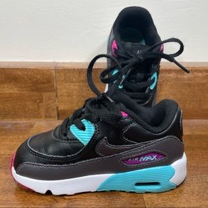 Nike Air Max 90 LTR (PS) Kids Shoes Size 7C Black Teal Purple 833416-033 Unisex